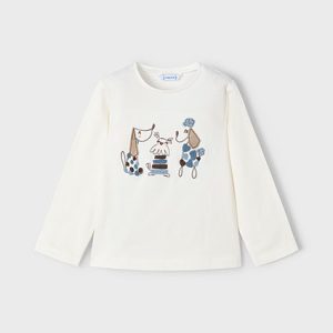 T-shirt MAYORAL per bambina color in caldo cotone color avorio con cagnolini