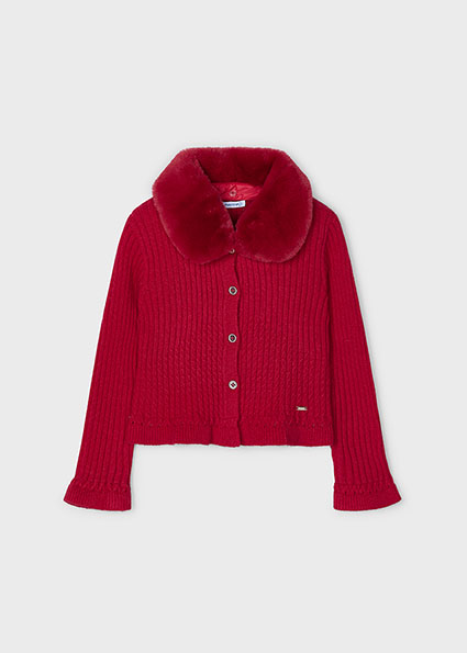 Completo MAYORAL per bambina con cardigan rosso, t-shirt e pantagonna scozzese - immagine 8