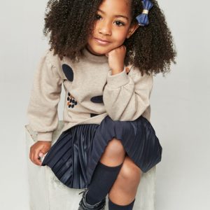 Abito invernale MAYORAL  per bambina con scamiciato blu e maglioncino beige lurex