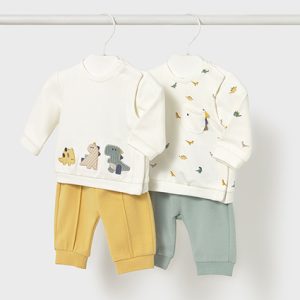 Set 4 pezzi invernali MAYORAL per neonato, 2 felpe manica lunga + 2 pantaloni