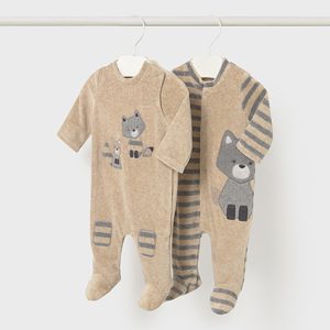 Set tutine MAYORAL, manica lunga in morbida ciniglia, modello girocollo, color tortora e grigio