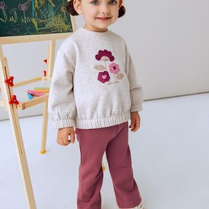 Completo  2 pezzi MAYORAL invernale con felpina ecrù e legging color prugna