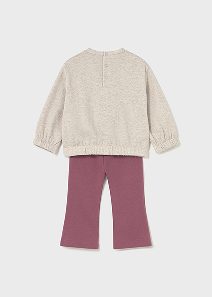 Completo 2 pezzi MAYORAL invernale con felpina ecrù e legging color prugna - immagine 5