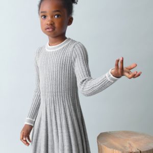 Abito in tricot invernale MAYORAL per bambina, modello color grigio con profili panna