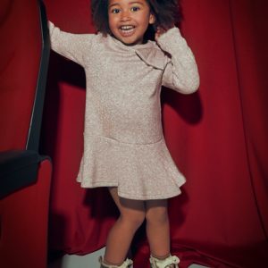 Abito in tricot invernale MAYORAL per bambina, modello color toffee trama lurex