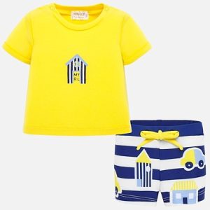 Completo mare MAYORAL per neonato, t-shirt + boxer tema macchinine