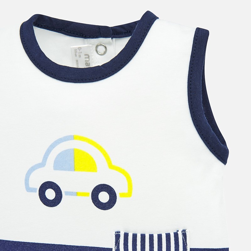 Set di 2 pagliaccetti MAYORAL per neonato, smanicati, tema macchinine - immagine 4