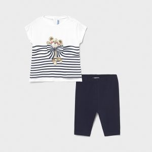Completo MAYORAL per bambina bianco e blu con orsetto