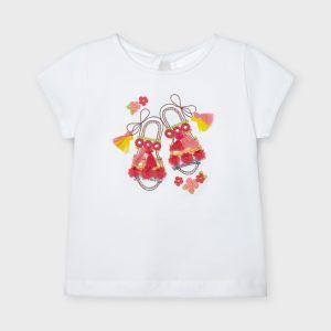 T-shirt MAYORAL  per bambina modello con frangette color corallo