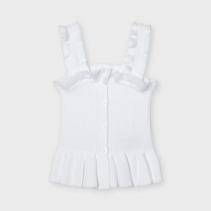 Top  MAYORAL  per bambina color bianco con bottoncini centrali
