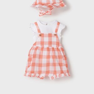 Completo MAYORAL  in cotone con salopette color corallo