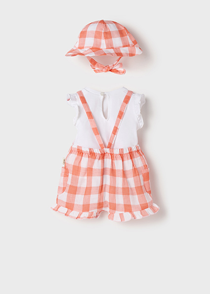 Completo MAYORAL in cotone con salopette color corallo - immagine 3