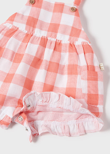 Completo MAYORAL in cotone con salopette color corallo - immagine 4