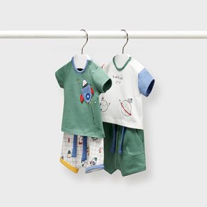 Nr. 2 completi MAYORAL  in cotone color bianco con inserti colorati