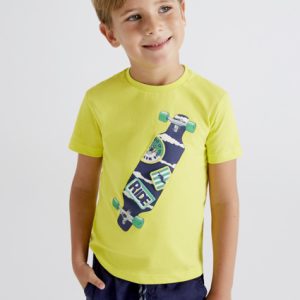 T-shirt MAYORAL per bambino in manica corta color lime con skateboard