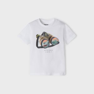 T-shirt MAYORAL per bambino in manica corta bianca con stampa binocolo