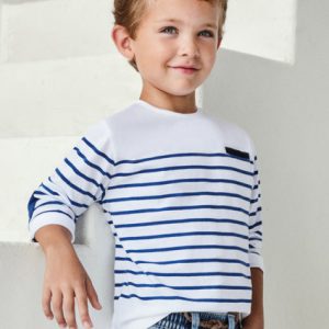 T-shirt MAYORAL per bambino in manica lunga color bianco a righe bluette