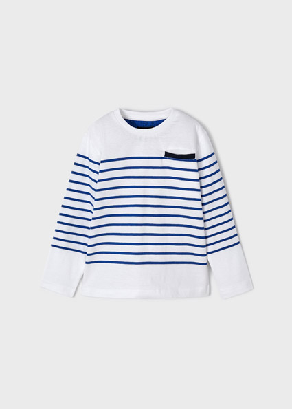 T-shirt MAYORAL per bambino in manica lunga color bianco a righe bluette - immagine 3