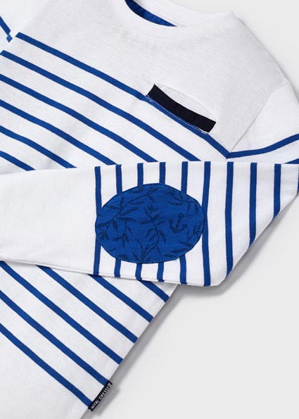 T-shirt MAYORAL per bambino in manica lunga color bianco a righe bluette - immagine 5