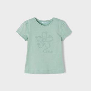 T-shirt MAYORAL per bambina mezza manica color verde salvia