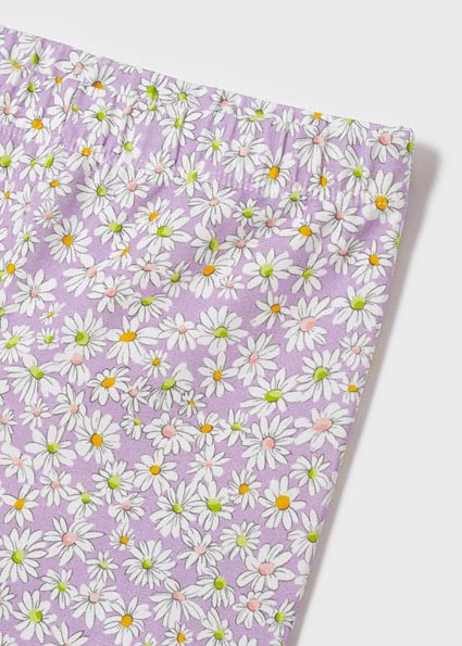 Completo MAYORAL in cotone color verde lime con legging lilla a fiori - immagine 5