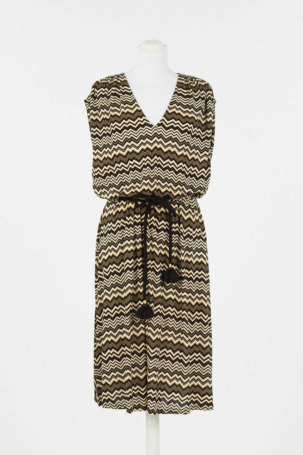 Abito longuette a righe spinato jacquard Twinset - immagine 3