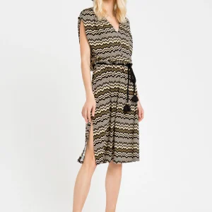 Abito longuette a righe spinato jacquard Twinset