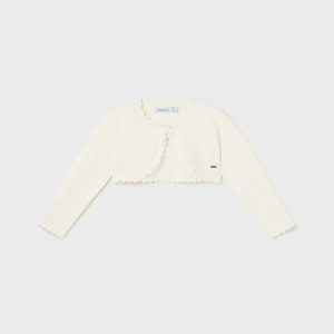 Cardigan scaldacuore MAYORAL per neonata in tricot di cotone color avorio