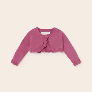 Cardigan scaldacuore MAYORAL per neonata in tricot di cotone color tulipano