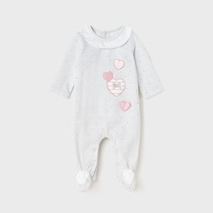 Tutina MAYORAL per neonata in cotone color grigio con cuoricini rosa
