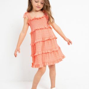 Abito in cotone MAYORAL per bambina color salmone a balze