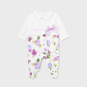 Tutina MAYORAL per neonata color bianco fantasia floreale lilla