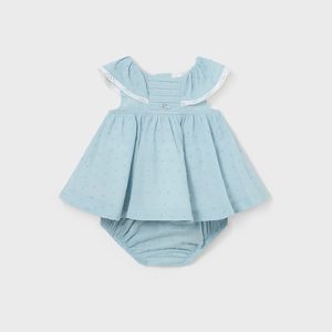 Abitino MAYORAL per neonata color cristallo con coulotte abbinata