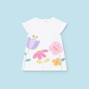 Abitino MAYORAL per neonata color bianco con fiori colorati