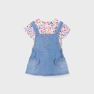 Completo MAYORAL per neonata con salopette in jeans e t-shirt multicolore