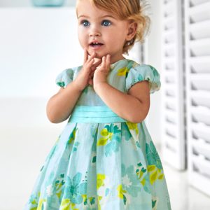 Abito MAYORAL cerimonia per bambina  color verde tiffany fantasia floreale