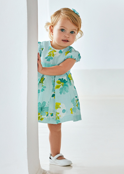 Abito MAYORAL cerimonia per bambina color verde tiffany fantasia floreale - immagine 3