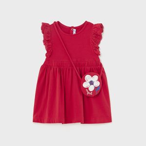 Abito prendisole MAYORAL  per bambina  color rosso con borsetta