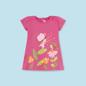 Abito prendisole MAYORAL  per bambina  color fuxia con stampa centrale