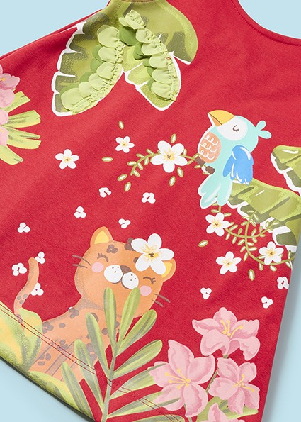 Abito prendisole MAYORAL per bambina color rosso con stampa giungla centrale - immagine 4