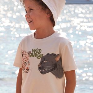 T-shirt MAYORAL in cotone  color beige con stampa animali della giungla