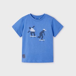 T-shirt MAYORAL in cotone  color bluette  con QR code interattivo da inquadrare per giochino