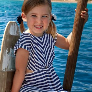 Abito MAYORAL per bambina  color bianco e blu stile marina