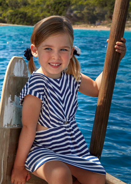 Abito MAYORAL per bambina color bianco e blu stile marina