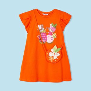Abito MAYORAL per bambina  color arancione con borsetta