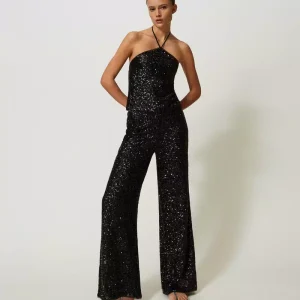 Pantaloni a palazzo in full paillettes TWINSET