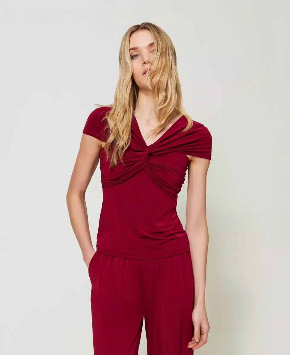 Top fitted con drappeggio TWINSET - immagine 3