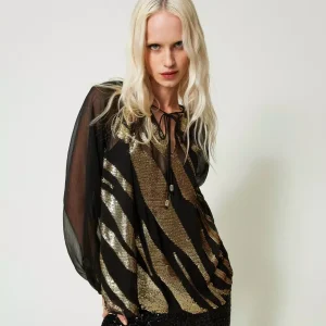 Blusa con ricamo animalier Twinset