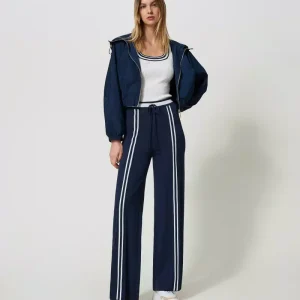 Giacca in nylon con cappuccio e zip Twinset