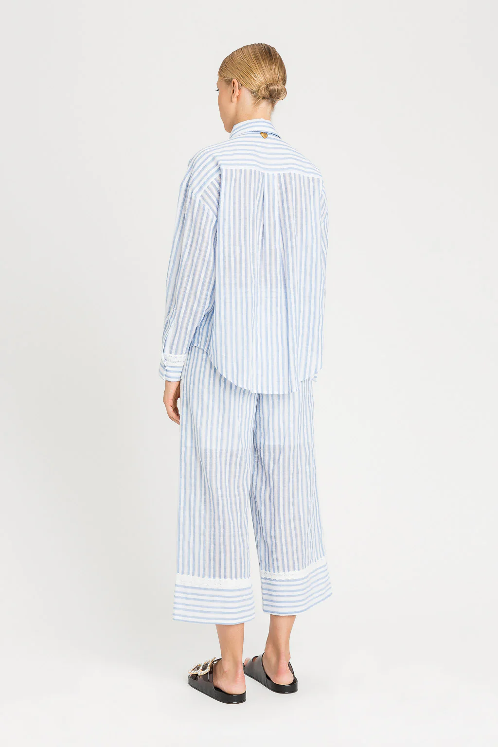 Pantaloni a palazzo jacquard con macramè TWINSET - immagine 7